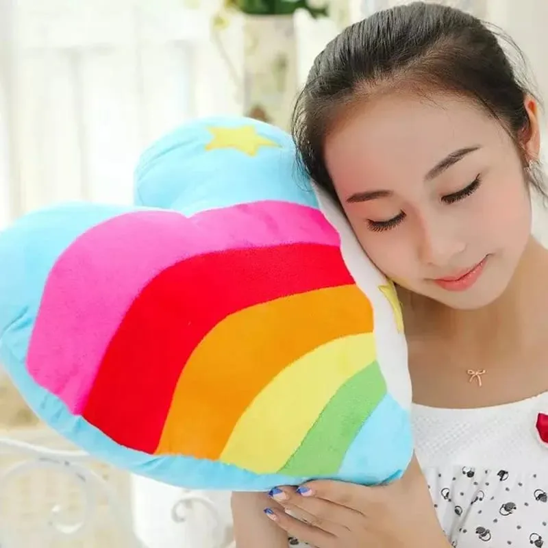 40x35cm Rainbow Heart Plush Pillow Stuffed Colorful Sweet Cushion Sofa Chair Home Decoration Halloween's Day Gift — image 3