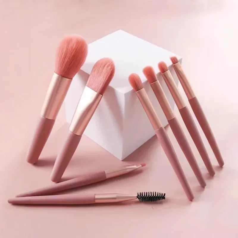 8 stk Mini Macaron bløde makeup børster sæt Bærbare begyndere skønhedsværktøjer til blush øjenskygge Komplet kosmetisk børstesæt