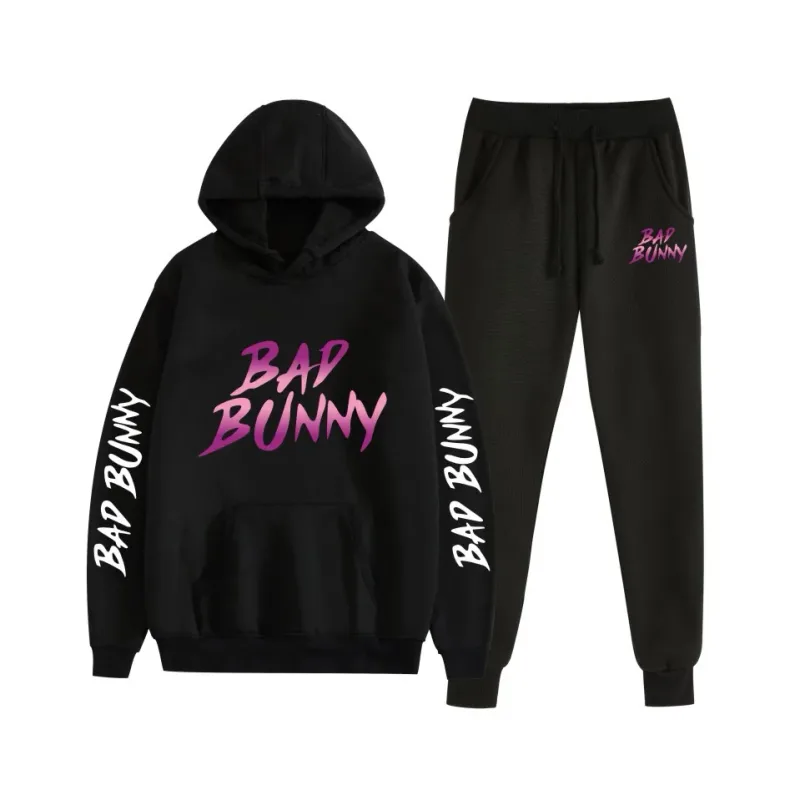 Costume Harajuku confortable imprimé mauvais lapin, sweat-shirt et pantalon de survêtement pour femmes, sweat à capuche + pantalon, ensemble 2 pièces pour garçons/filles — image 20