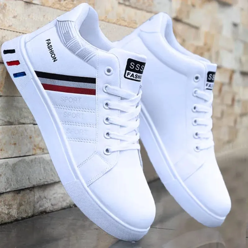 White Vulcanized Sneakers Men's Flats Comfortable Shoes Lace up Zapatillas Hombre Autumn Spring Fashion Sneakers Large Size 48