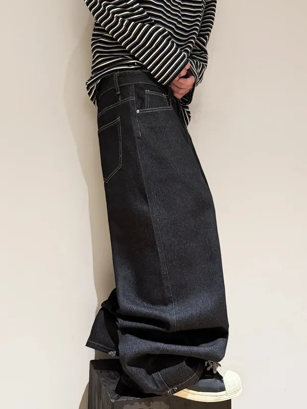 Amerikanische Retro-Tiger-Stickerei-Design, schwarze Herren-Jeans mit weitem Bein, Y2K-Straße, Hip-Hop, trendige, vielseitige Hose mit geradem Bein — image 6