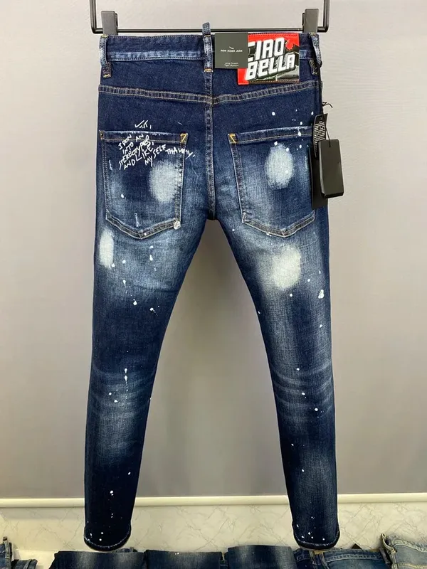 Men Jeans Dsq2 Denim Pants Hole Slim Pencil Trousers Buttons Party Clothes coolguy D2 JEANS for husband blue — image 3