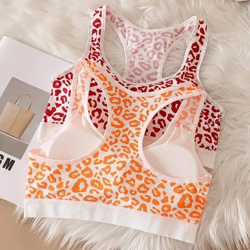 Set Bra Mulus Bra Nirkabel Bentuk Y Macan Tutul Wanita Celana Dalam Pinggang Rendah Pakaian Dalam Seksi Set Pakaian Dalam Wanita Bra Olahraga — image 6