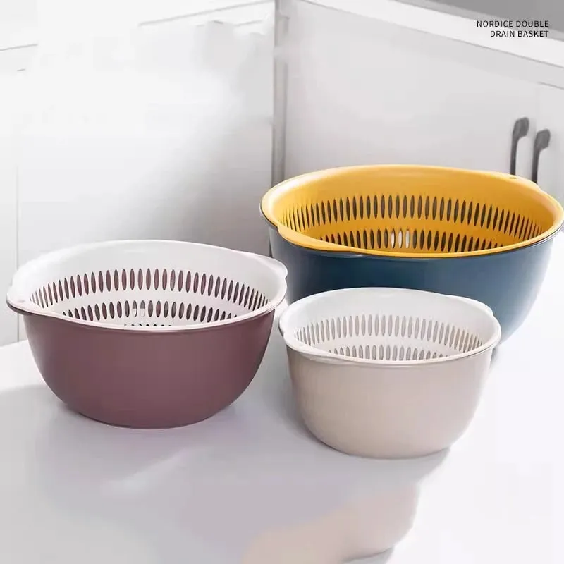 6PCS Kitchen Sink Vegetable Drainer Fruit Basket for Multifunctional 3 Size Stackable Washing Basin Vegetable Drain Basket Basin — image 6