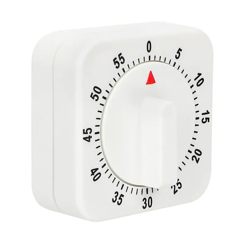 Practical 60 Minutes Kitchen Timer Cooking Tools White Square Mechanical Timer Countdown Alarm Reminder — image 2