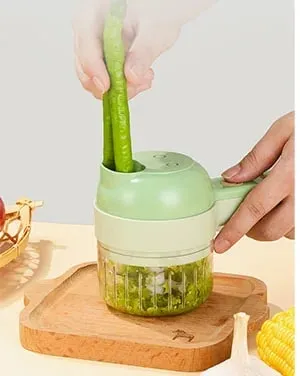 4 In 1 Vegetable Cutter Multifunctional Handheld Electric Wireless Chop Garlic Mash Minced Slice Onion Cutting Cooking Gadget — image 9