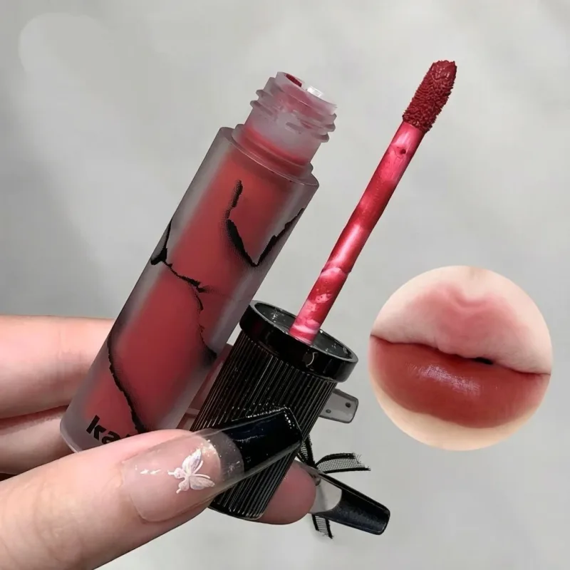 Mármore fosco labial lama veludo macio nevoeiro matiz labial de longa duração antiaderente copo cosméticos labiais