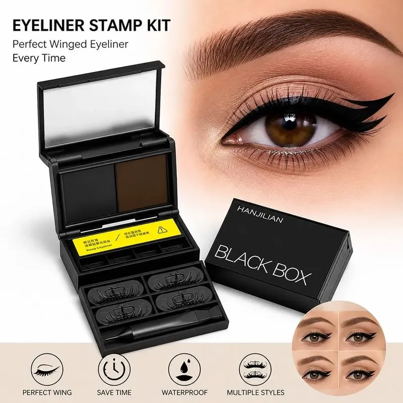 Waterproof Eye Makeup Stamping Pen Set Long Lasting Smudge Resistant Lower Lash Stamp Portable Ultra Fine Eyeliner Stamp Pen