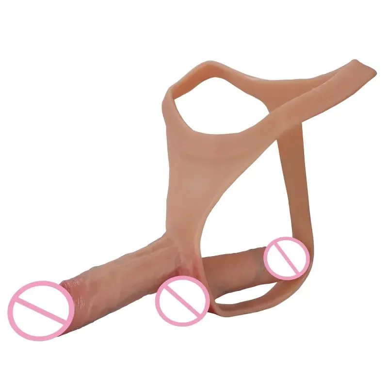 Silikon Double Penis Dildo Memakai Celana Kontol Realistis Penis Mainan untuk Pasangan Lesbian Tali Masturbasi Mainan Seks Dewasa
