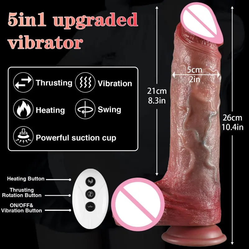 Realistic Skin Penis Thrusting Dildo Realistic Remote Vibrator Penis With Suction Cup Artificial Rubber Cock Sex Toy for Women