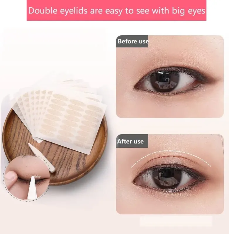 240PCS Eyelid Tape Double Glue Sticker Invisible Double Fold Eyelid Lace Paste Clear Beige Stripe Self-adhesive Eye Makeup Tool — image 2