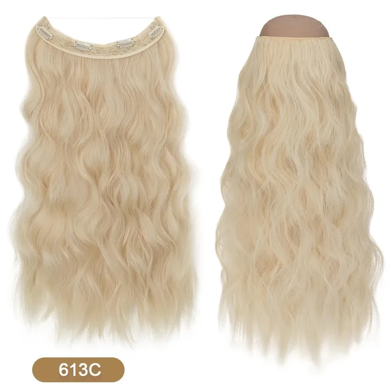 Synthetic Invisible Wire Hair Extensions Adjustable Long Clip in Wave Curly Secret Hairpiece for Women Fish Line Hair — image 19