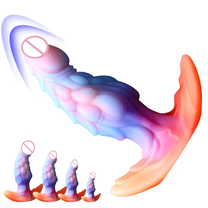 2025 Luminous Monster Dildo Wearable Anal Plug Huge Penis Alien Anal Dildo For Women Men Masturbator Butt Plug Dilator Sex Toys — image 1