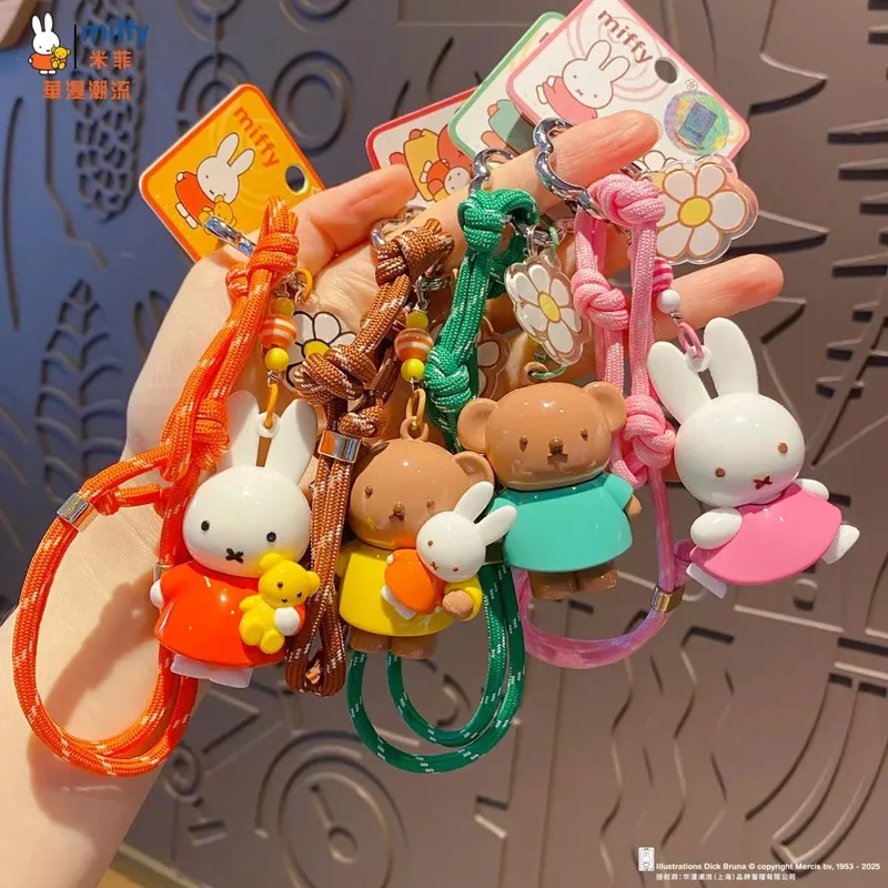 Kawaii Anime Miffy Rabbit Keychain Doll Cutegirlish Cartoon Creative Diy Keychain Schoolbag Gift