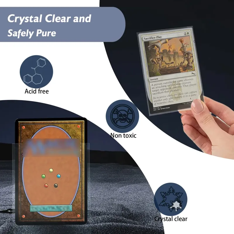 200 Stück transparente Innenkartenhüllen in Standardgröße, perfekt für Doppelhüllen, 64 x 89 mm, TCG-Kartenhüllen, Kartenschutz für MTG — image 4