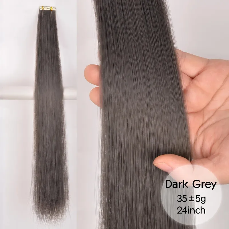Tape In Straight Synthetic Hair Extensions Invisible Hand Tied Tape in Hair Natural Skin Weft Seamless Double-sided Adhesiv — image 10