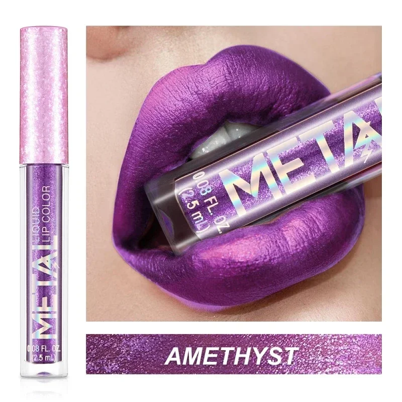 Metallic Matte Liquid Lipstick Waterproof Long Lasting Non-Stick Cup Matte Shimmer Glitter Lip Gloss Women Lips Makeup 12 Colors — image 11