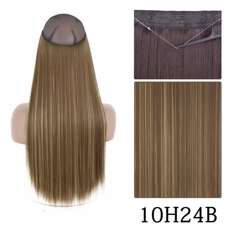 Synthetic Long Straight No Clip One Piece Hair Extension Natural Adjustable Line False Hairpiece For Women