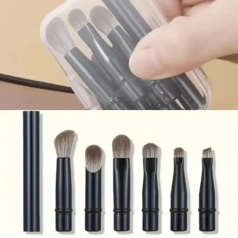 6Pcs Mini Travel Makeup Brushes Set with Box Portable Cosmetic Powder Foundation Blush Blending Concealer Make Up Brushes Set — image 1