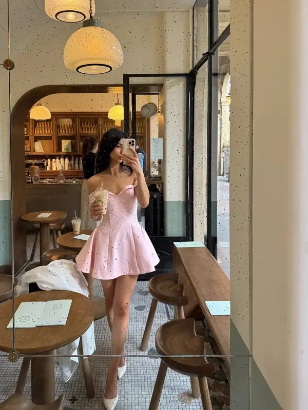Elegant Solid Color Off-shoulder Mini Dress Women Fashion One Shoulder Pleated Short Dresses 2025 Summer New Daily Dating Gowns — image 5