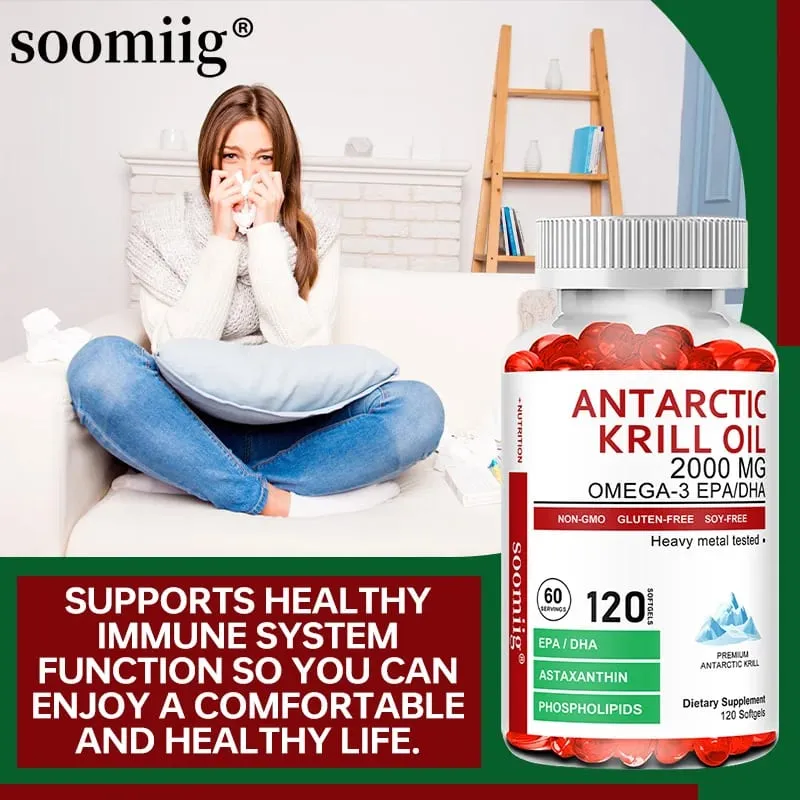 Antarctic Krill Oil 0000 mg + Astaxanthin Contains Omega-3 EPA DHA Supports Heart Brain Health Balances Blood Sugar — image 3