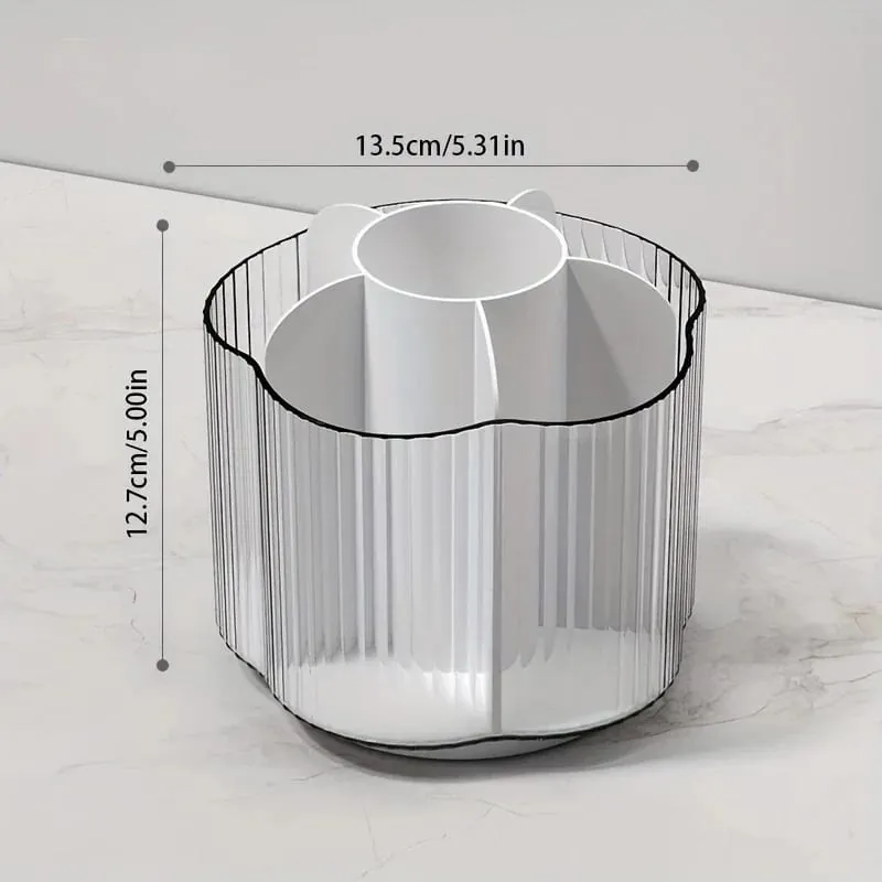 360° Rotating Makeup Brush Holder Detachable 6 Grids Cosmetics Storage Box Round Revolving Makeup Brushes Tools Organizer Box — image 2