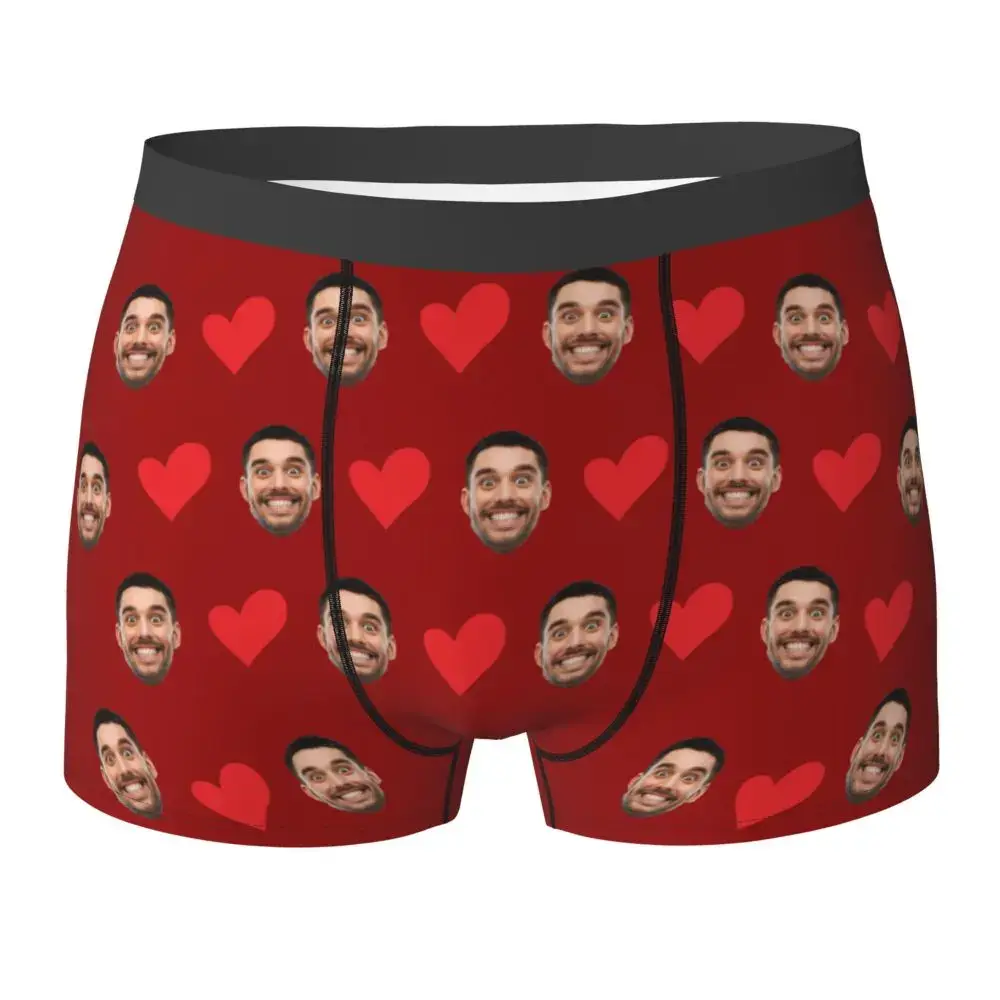 Personalized Face Photo Underwear Custom Heart Boxer Briefs Men Briefs Gift For Husband Anniversary Gift for Dad