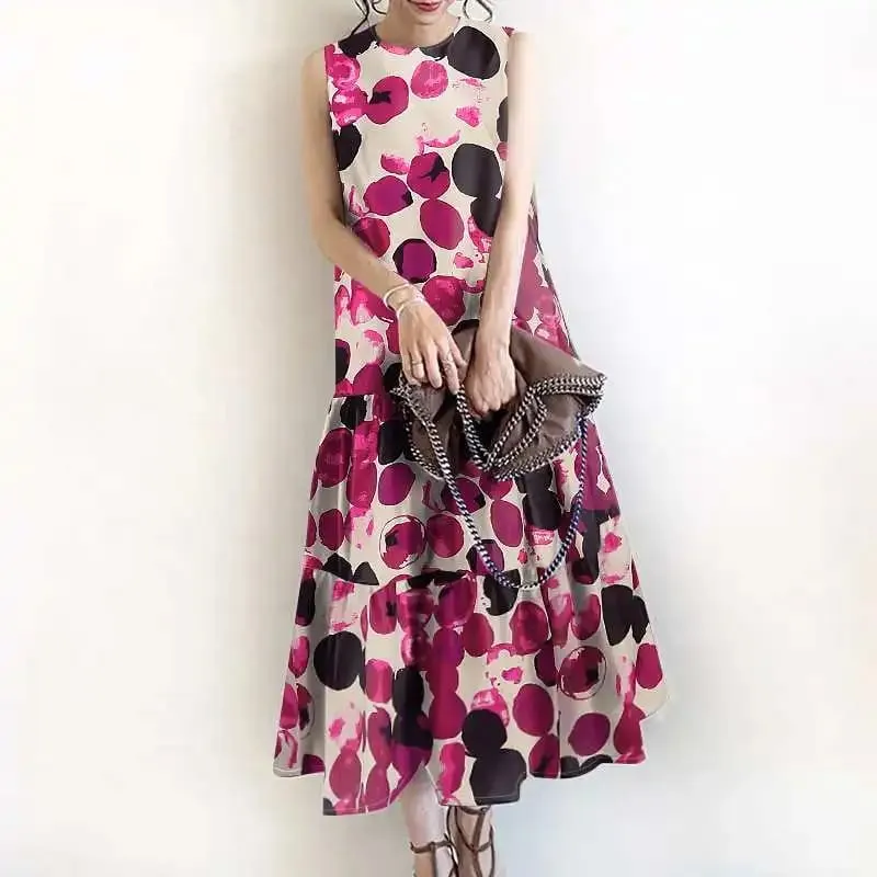 2024 ZANZEA Bohemian Sleeveless Summer Dresses Women Floral Printed Sundress Fashion Casual Ruffles Hem Long Vestido Robe Femme — image 8