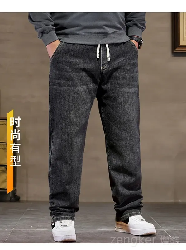 plus size jeans men loose straight autumn man high elasticity father trousers 44 46 48 jeans for men 7XL 6XL 5XL 8XL — image 9