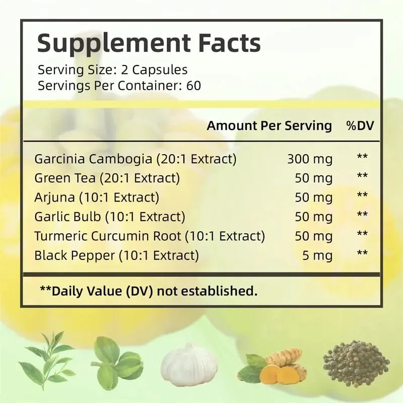 Garcinia Cambogia Kapsler - Fedtforbrænding Vægtstyring Appetitundertrykkelse Forøgelse af metabolisme — image 3