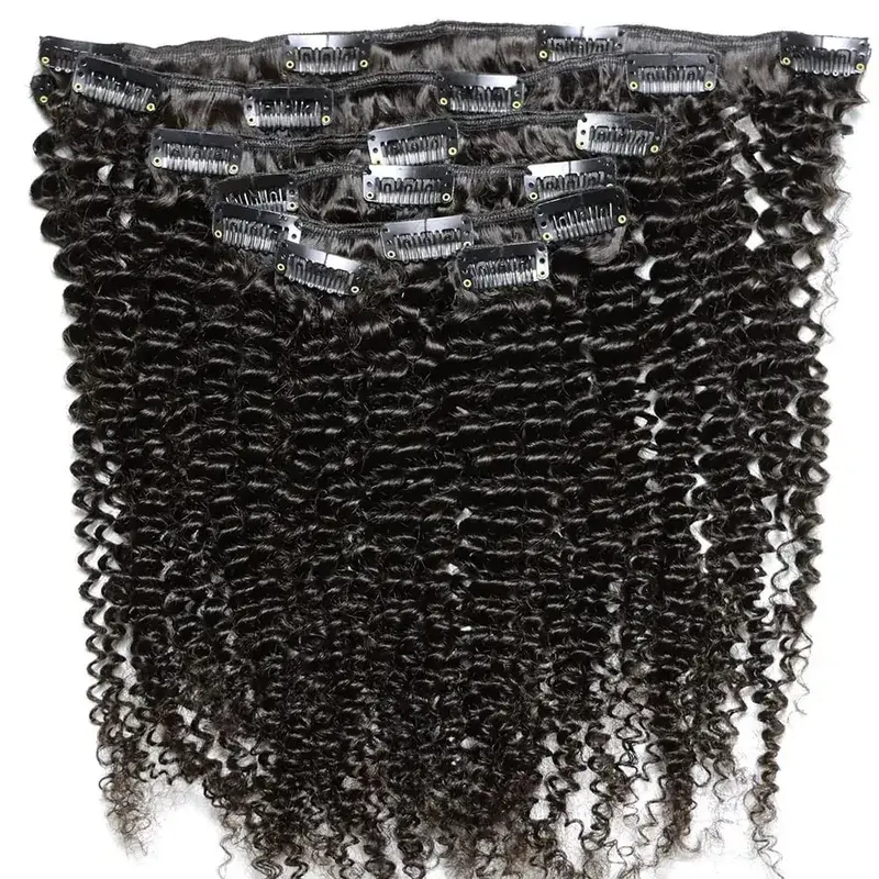 4C Clips Virgin Remy Human Hair Extensions Tight Small Afro Kinky Curly Clip In Hair Extensions African Black Women