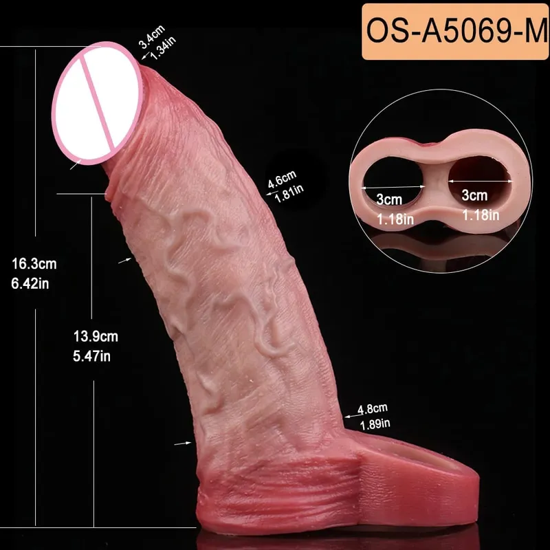 Close Head Realistische Penishülle Sexspielzeug für Männer Verzögerung der Ejakulation Dick Extender für Paare Sex Vergnügen Sexshop — image 17