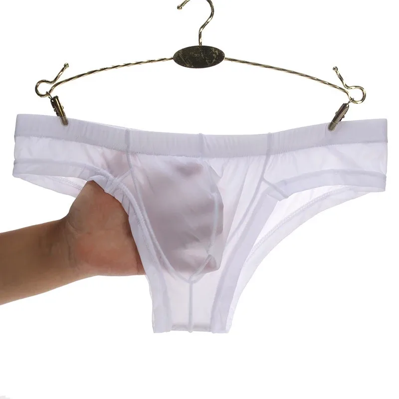 Men's Sexy Transparent Low-Waist Briefs Breathable Bulge Pouch Underpants Brief Underwear Man Panties 1pc