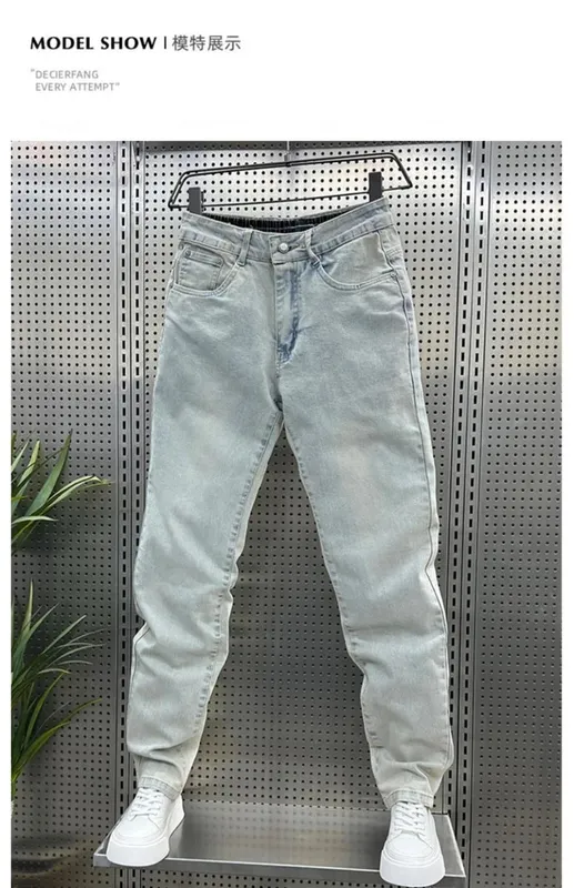 Spring and Autumn New Fashion Trend Blue Straight Leg Stretch Jeans Men's Casual Loose Large Size High Quality Denim Pants 28-36