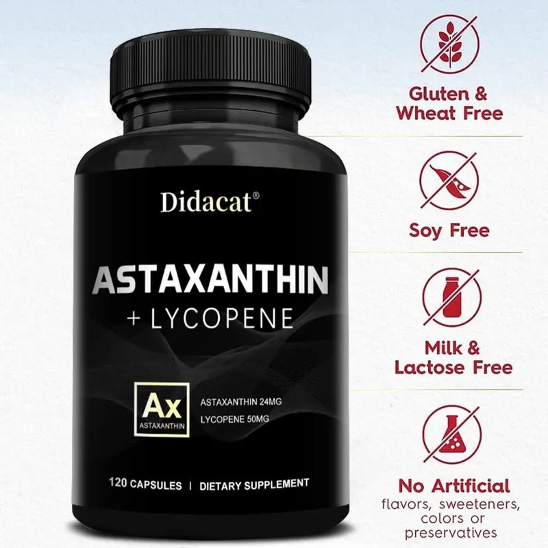 Astaxantina islandese 24 mg + licopene 50 mg Integratore alimentare antiossidante immunitario cuore cervello articolare - 120 Capsule — image 3
