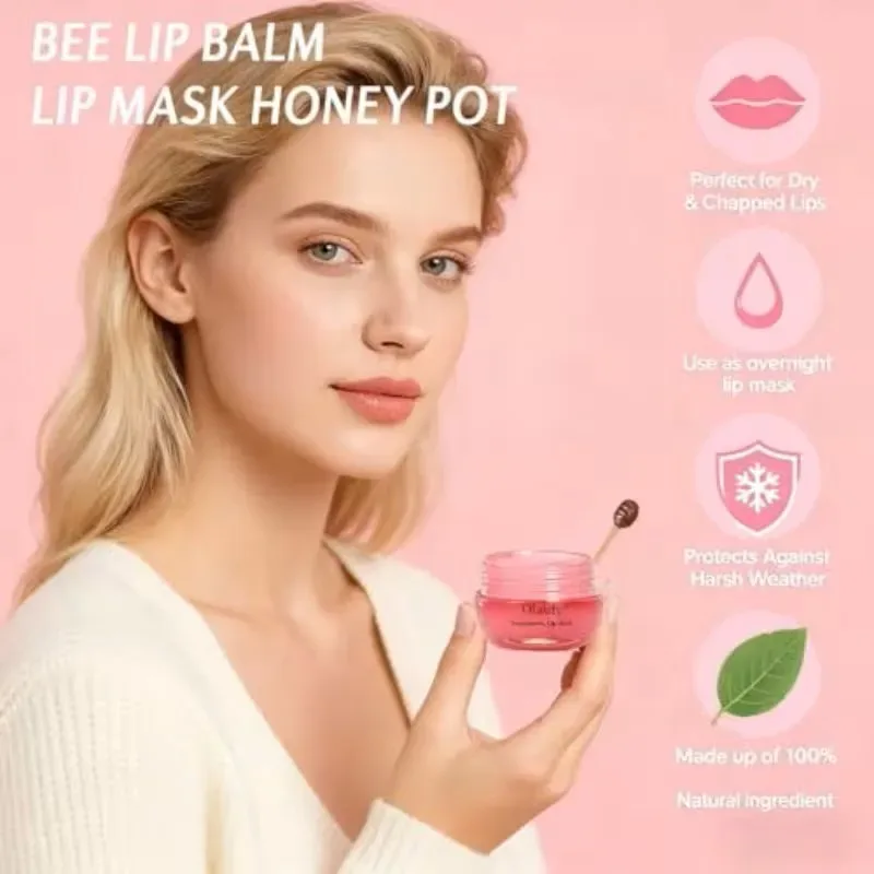 5.5g Lip Sleep Mask Night Sleep Maintenance Moisturizing Lip Gloss Bleach Cream Nourishing Lip Care Strawberry Honey — image 4