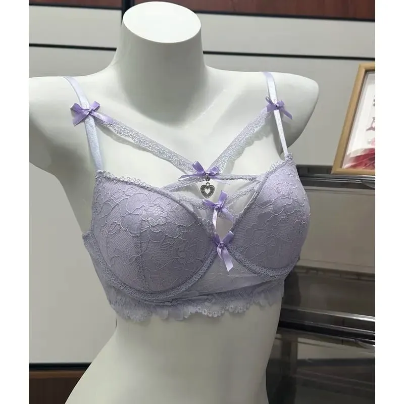 Soutien-gorge en dentelle avec buste magique, pendentif en forme de cœur, décor, Allure Sexy, sous-vêtements pour femmes, Lingerie push-up, tailles s à xl, bonnets 32 à 38AB — image 2