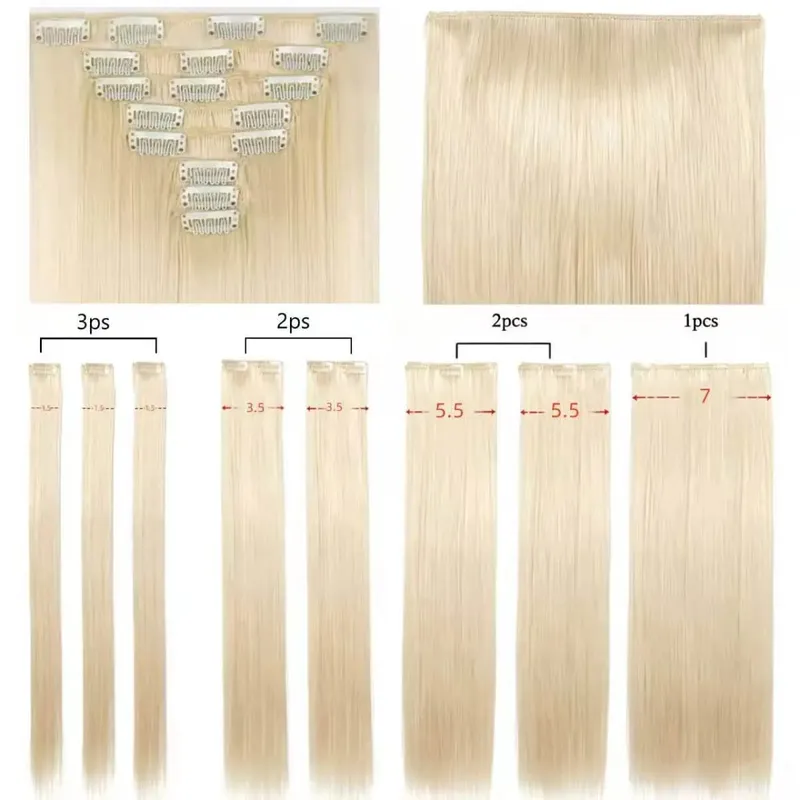 22Inch Long Straight Wavy Hair Extension 8Pcs/Set 17 Clips High Tempreture Synthetic Hairpiece Clip In Hair Extensions Cosplay — image 7
