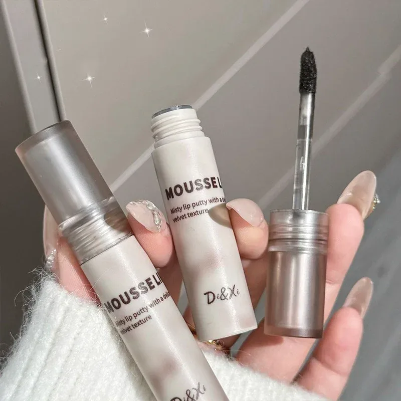 Gothic Matte Black Lipstick Waterproof Mousse Mud Nude Brown Lipstick Dark Purple Punk Lip Gloss Makeup Non-stick Tint — image 7