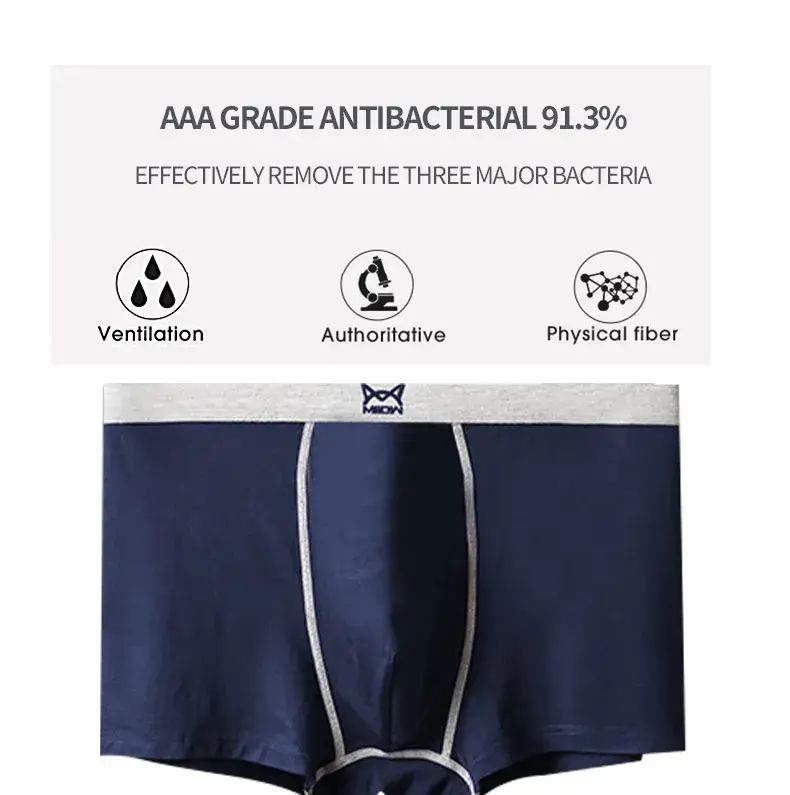 MiiOW 3pcs 40S Modal Men Boxers Underwear Breathable Mesh Men's Panties Boxershorts 3A Graphene Antibacterial Man Underpants — image 4
