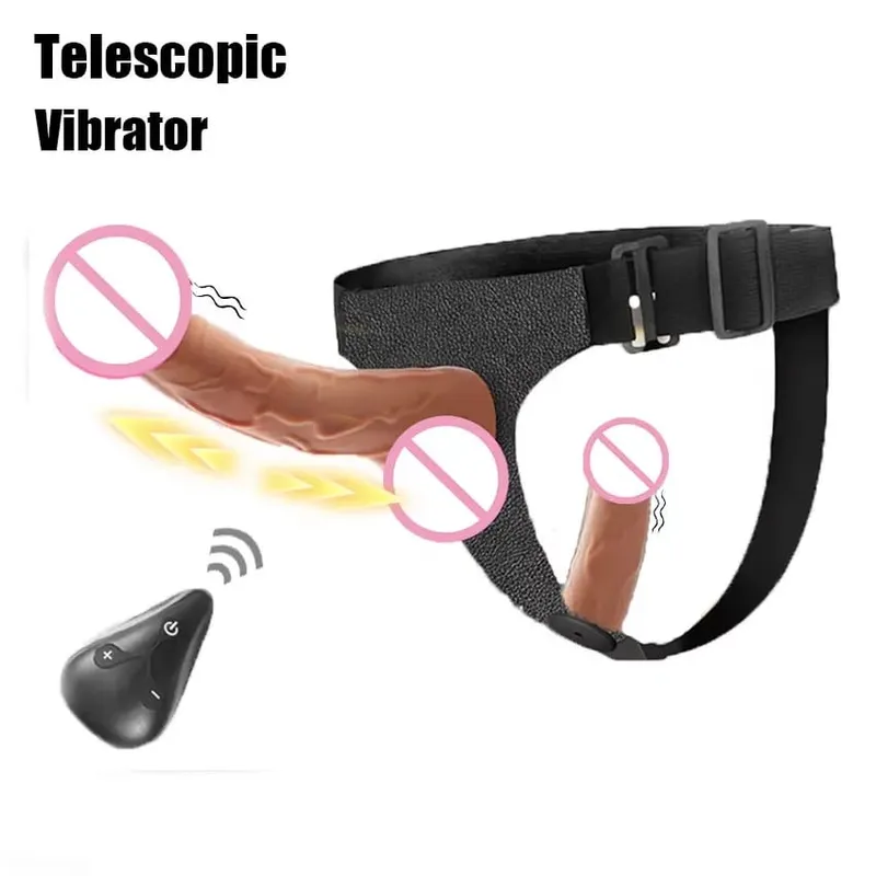 Strap On Double Head Telescopic Dildo Vibrator Realistic Wearable Massager Artificial Panties For Lesbian Adult Products Sex Toy — image 9
