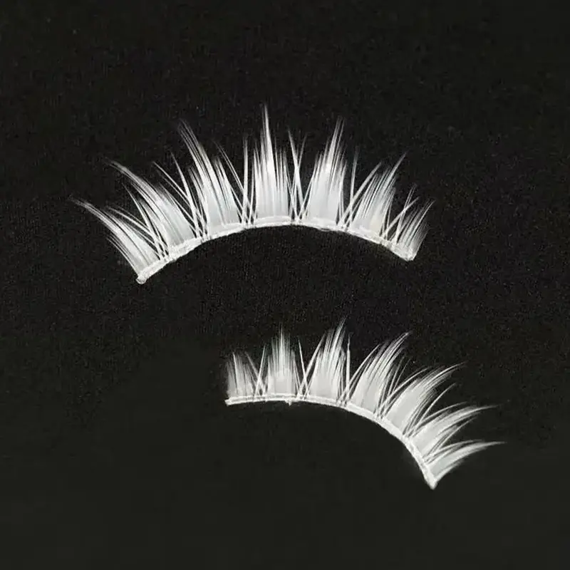 White Eyelashes Cosplay Makeup Natural Long Cross Strip False Eye Lashes — image 1