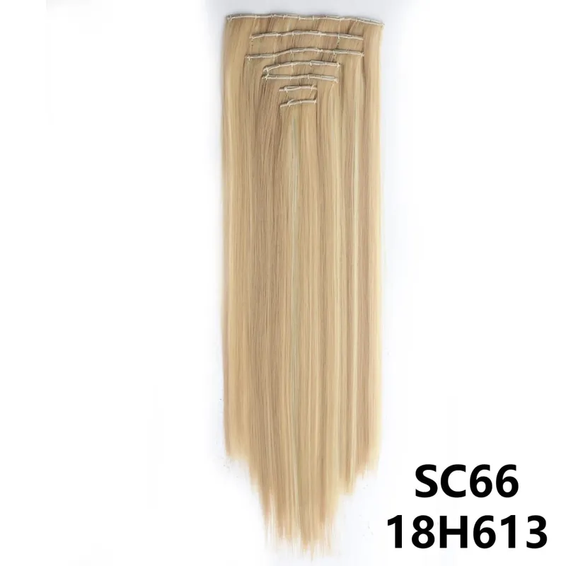 Long Straight Synthetic 16 Clips In Hair Extensions 7Pcs/Set High Temperature Fiber Black Brown Blonde Hairpiece For Women — image 19