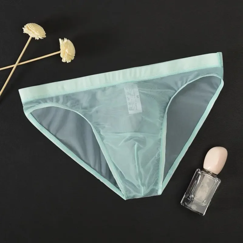 Men Seamless Ice Silk Briefs Low-rise Ultra-Thin See-through Panties Solid Color Quick Drying Underwear — image 11