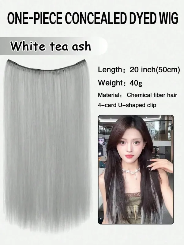 1pc Approx. 20 Inch Long Straight Synthetic Clip-In Hair Extensions Color-Dyed Natural Looking Braids Hair Piece For Women