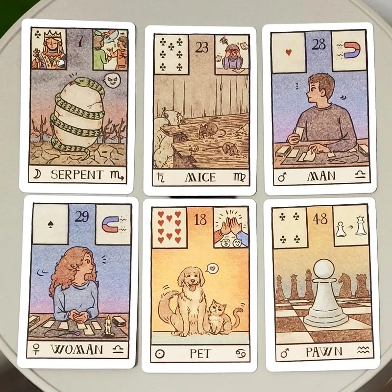 9*6 cm Akashic Eye Lenormand: 61-korts spådomsuppsättning (36 traditionella + 12 nya + 13 valfria) moderna illustrerade orakelkort — image 5