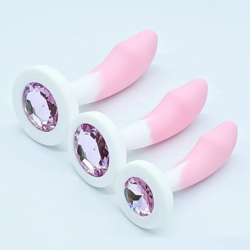 Silicone Anal Plug G-point Massage Gem Crystal Base Butt Plug Anal Masturbation Stimulator Anal Dilatancy Dildos Adult Sex Toys — image 1