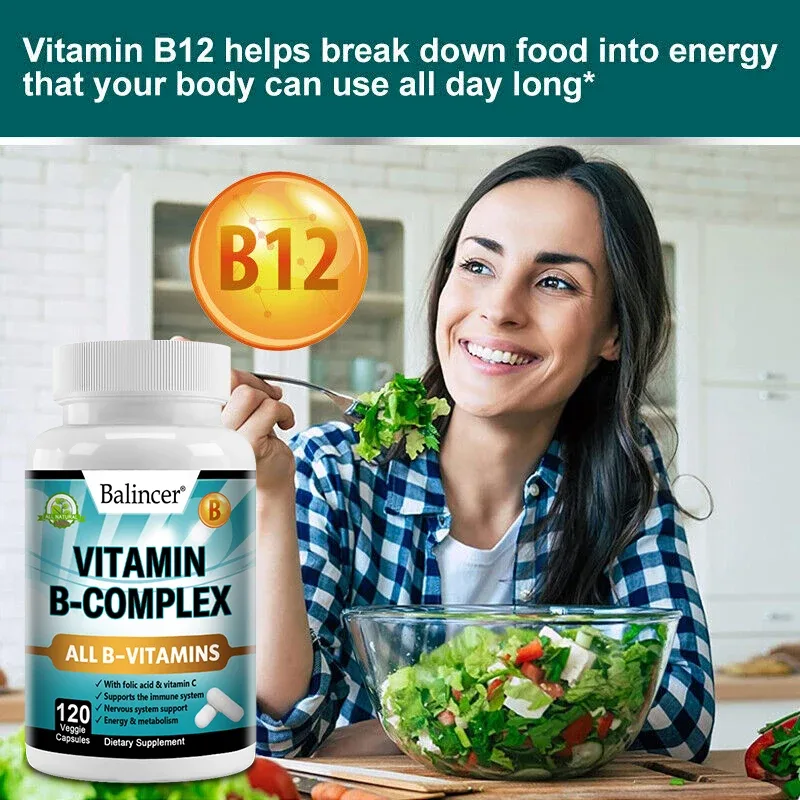 Vitamin B Complex Supplement Containing Folic Acid and Vitamin C Supports Energy Immune Health Antioxidant Supplement — image 2