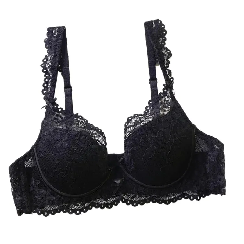Ensemble de soutien-gorge Push Up en dentelle à armatures pour femmes, ensemble de Lingerie confortable, motif Floral solide, Bralette, adapté aux bonnets A/B/C — image 7