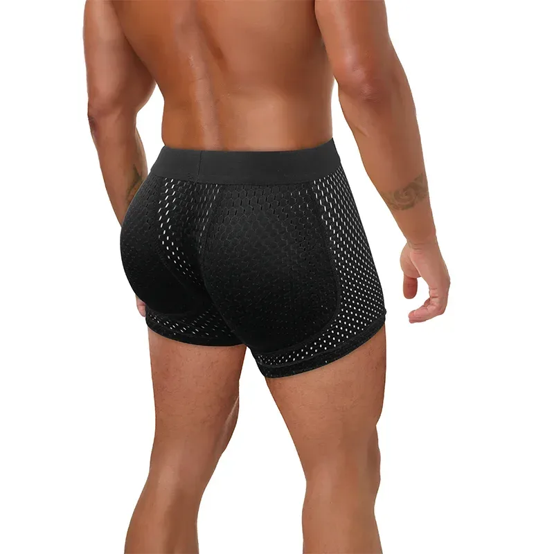 Men's Sexy Boxer Fake Butt Hip Lifter Enhancer Short Removable Padded Underwear Soft Shapewear High Stretch Underpant Mesh Brief — image 9